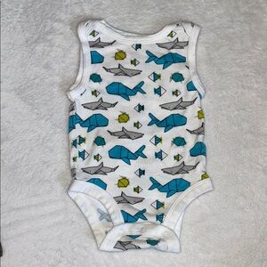 Koala Kids Blue and Gray shark Bodysuit with Aquatic Theme 0-3 months π¦